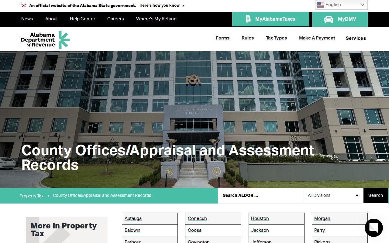 Alabama street directory routing to county property and GIS records