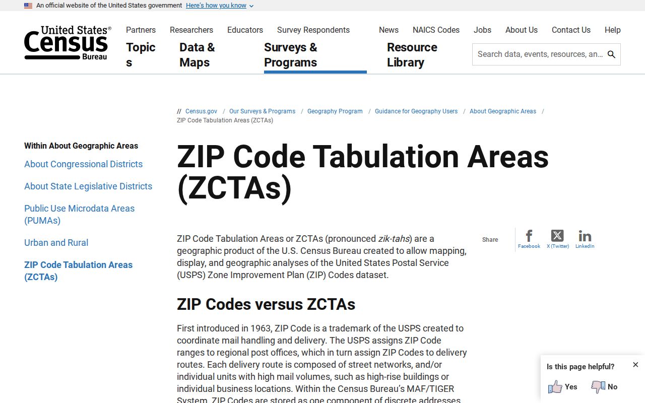 Alabama ZIP code geography reference showing the Census ZCTA explanation