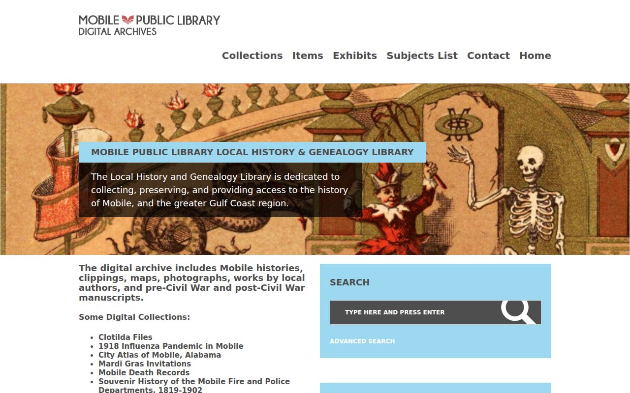 Alabama city directory research context in Mobile Public Libraries digital archive