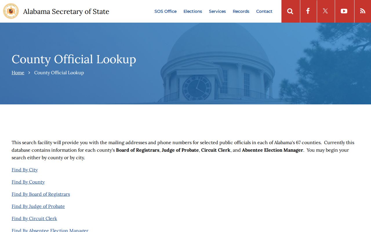 Alabama residents directory county official routing choices